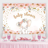 Lofaris Floral Elephant Pink Photoshoot Backdrop for Baby Shower